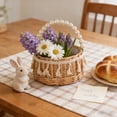 thumbnail image 6 of dajkiuy Small Wicker Basket with Pearl Handle, Handwoven Rattan Gift Basket for Easter Weddings Home Garden Decor, 6 of 9