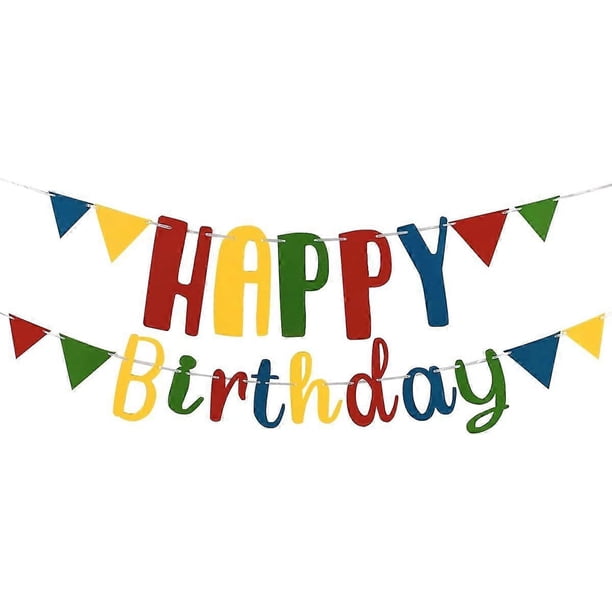 Happy Birthday Banner, Triangle Flag Happy Birthday Sign, Reusable Felt Fabric Happy Birthday Garland, for Kids Ladies Men Birthday Party Decoration