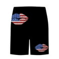 thumbnail image 3 of Abcnature Men's Athletic Shorts, Sports Gym Running Short Pants, Men Independence Day Striped Flag Print Shorts, Elastic Waist Beach, Cargo Casual Hiking Shorts Black L, 3 of 3