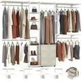 thumbnail image 4 of Closet System with Drawers, Closet Organizer System Storage with Shelves, 96'' Walk-in Closet with 5 Hanging Rods, Heavy Duty Wall Mounted Clothes Wardrobe Garment Rack, Metal Frame,, 4 of 6