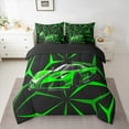thumbnail image 2 of jejeloiu Boy Extreme Sport Twin Bedding Sets 7-Piece,Geometrical Aesthetic Art Bedding Comforter Set,Green Black Sheet Sets For Children,Super Cozy Room Decor Reversible, 2 of 8
