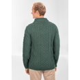 thumbnail image 3 of SAOL Aran Shawl Collar Cardigan Sweater 100% Premium Merino Wool Irish Cable Knitted Fisherman Pullover Made in Ireland | Green, 3 of 4
