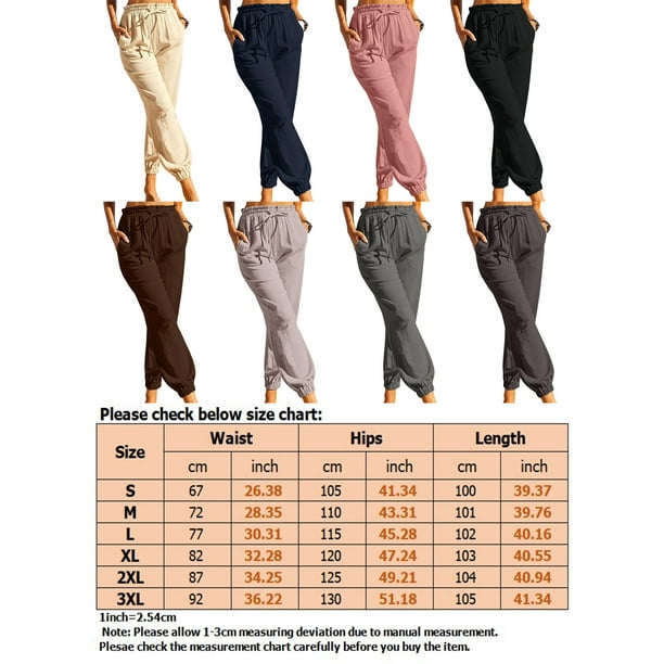 High Waisted Pants for Women Cotton Linen Drawstring Cinch Bottom