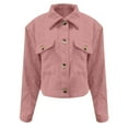 thumbnail image 6 of YUGYXL Womens Fashion Cropped Corduroy Button Down Jackets Tops Fall Trendy Long Sleeve Shirts Pink L, 6 of 8