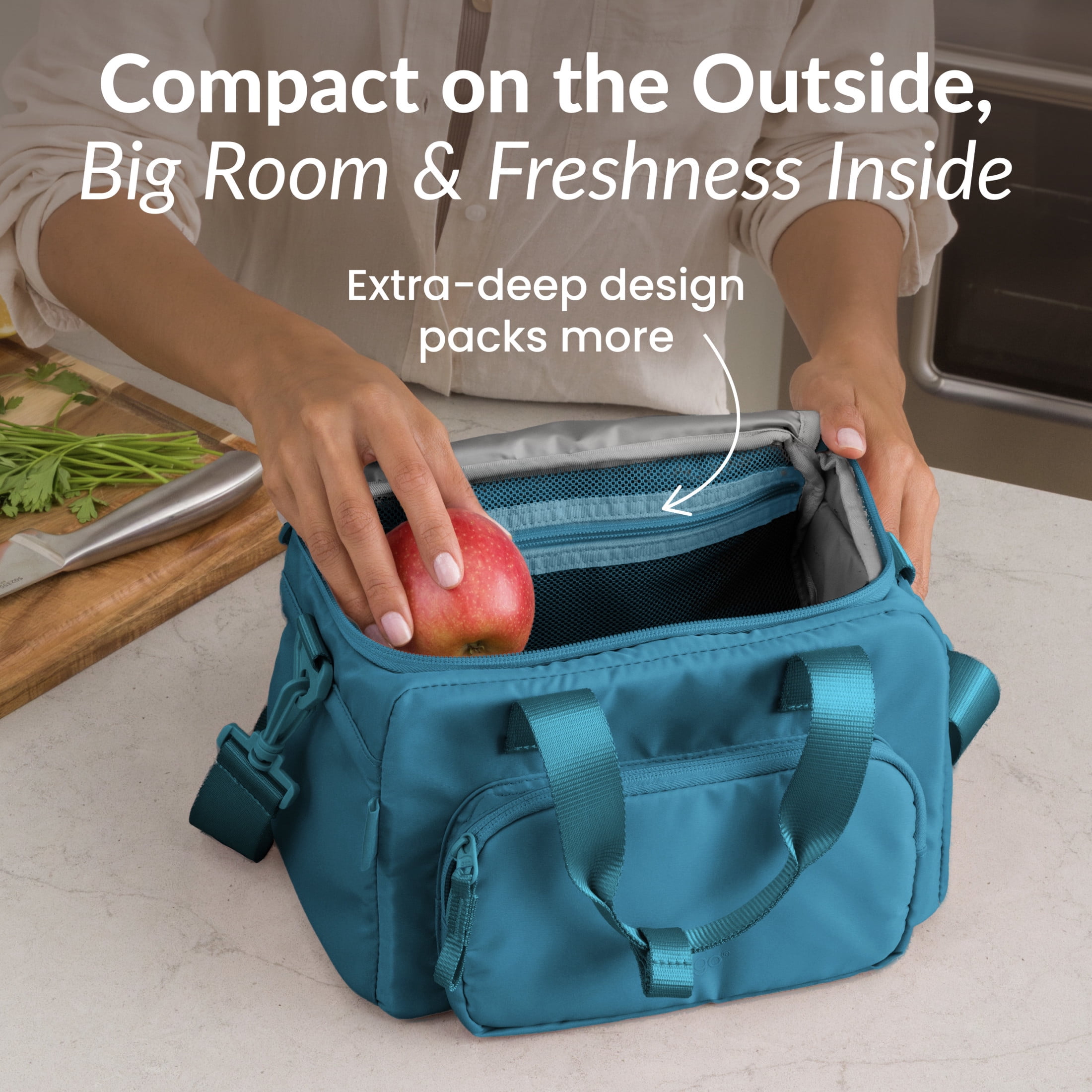 Bentgo Insulated Lunch Bag – Extra-Large Capacity Adult Lunch Bag with Shoulder Strap and External Storage Compartment, Durable, Lightweight, Ideal for Work, School, & Meals On the Go (Deep Teal)