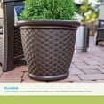 thumbnail image 3 of Suncast Sonora 22 Inch Resin Wicker Decorative Garden Flower Planter, Brown, 3 of 9
