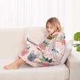 thumbnail image 4 of Pink French Bulldog Flowers Florals Blanket Hoodies for Kids 6-13YR Oversize Wearable Blanket Hoodies for Boys Girls Teens, 4 of 7