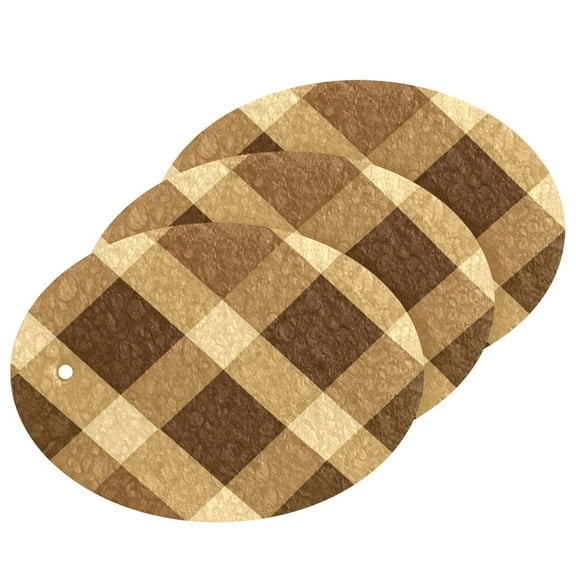 Brown and Tan Check 3 Pack Dish Sponges Bulk Natural Sponges Household Cleaning Sponge Non-Scratch for Kitchen Dishwashing and Cleaning Dishes