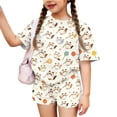 thumbnail image 2 of Grblisyd Girls 2 Piece Outfits Cute Animal Print Short Sleeve Crew Neck Tops and Elastic Waist Shorts Set Soft fashion Clothing Sets, 2 of 7