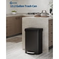 thumbnail image 2 of Modern Step-On Kitchen Trash Can – Large Metal Garbage Bin – 13 Gallon / 50L, Soft Close Lid, Odor Control, Liner Rim, Rear Handle, Durable – For Home or Office, Black, 2 of 7
