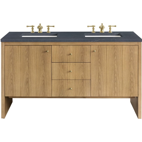 James Martin Vanities 435-V60d-3Csp Hudson 60" Free Standing Double Basin Poplar Wood