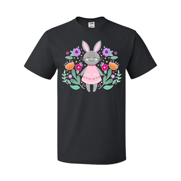 Inktastic Easter Scandinavian Bunny with Flowers T-Shirt
