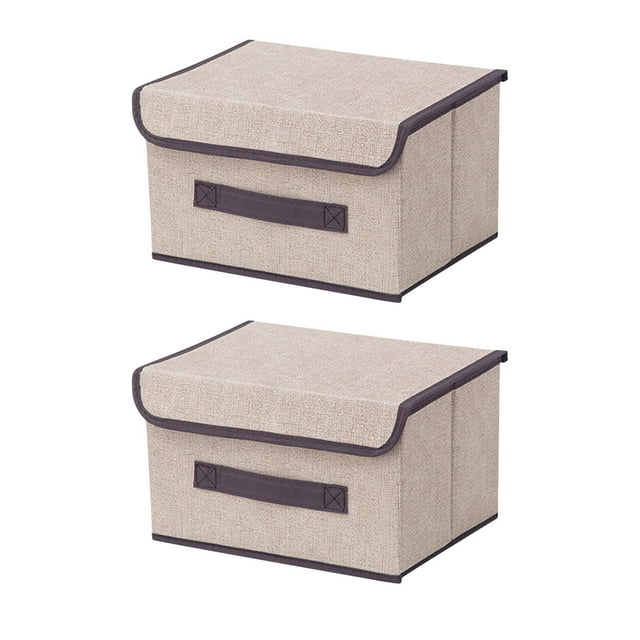 Boîte de Rangement en Coton et Lin pour Vêtements et Débris, 2 Pcs