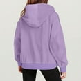 thumbnail image 4 of qucoqpe Cozy Ribbed Hooded Sweatshirt for Women Fall Winter Trendy Long Sleeve Zip Up Casual Stretch Comfy Hoodie Jacket Fashion Streetwear Croped Outwear Top Purple S, 4 of 5