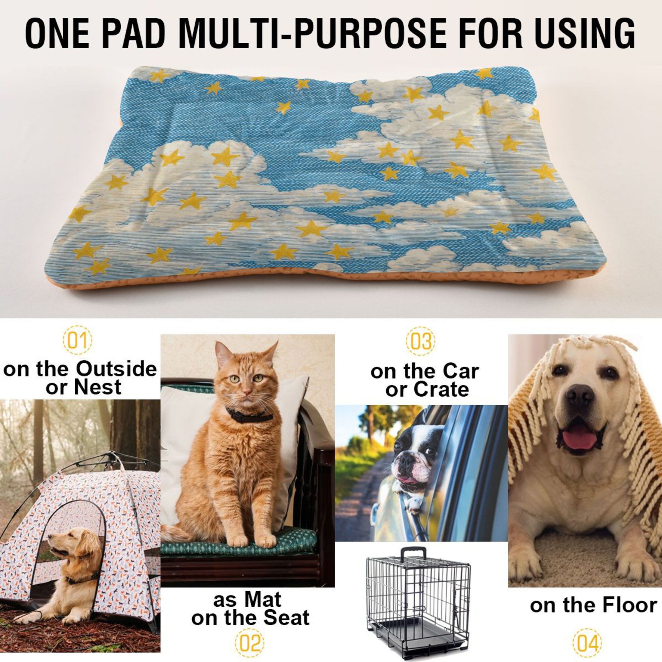 Cozy Mat Pet Bed Indoor Outdoor Warm Soft For Cat Dog Puppy(S/M) Simple Graphic Design