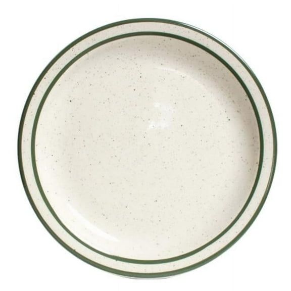 Tuxton China TES-006 Emerald 6.5 in. Narrow Rim with Green Speckle China Plate - American White - 3 Dozen
