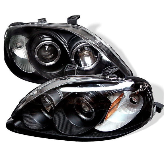 Spyder Honda Civic 99-00 Projector Headlights - LED Halo - Black - High H1 (Included) - Low H1 (Included)