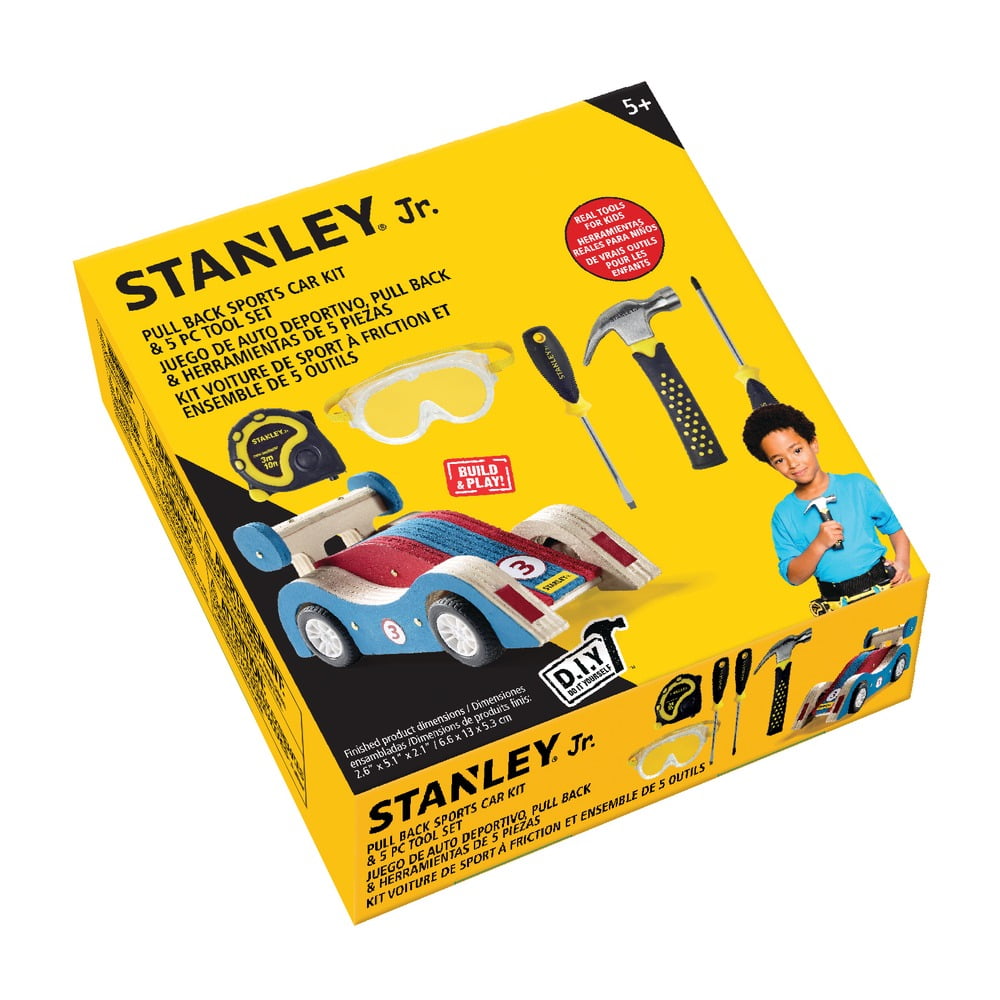 STANLEY Jr. OL_STJK030T05SY Pull Back Sports Car Kit and 5Piece Tool