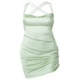 thumbnail image 4 of Robe Femme Dos Nu Unie Fille Sans Manches à Laçage au Dos Robe Dames Femme Jupe Plissée Mini Verte m, 4 of 9