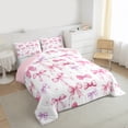 thumbnail image 4 of Homewish Kawaii Bow Tie Bedding Comforter Set,Ribbon Bowknot Twin Comforter Sets,White Pink Bedding Set For Girl Kids,Luxury Bedroom Decor Reversible,2pcs, 4 of 9