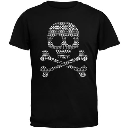 Skull Crossbones Silhouette Ugly Christmas Sweater Black Adult T Shirt Skull Crossbones Silhouette Ugly Christmas Sweater Black Adult T Shirt