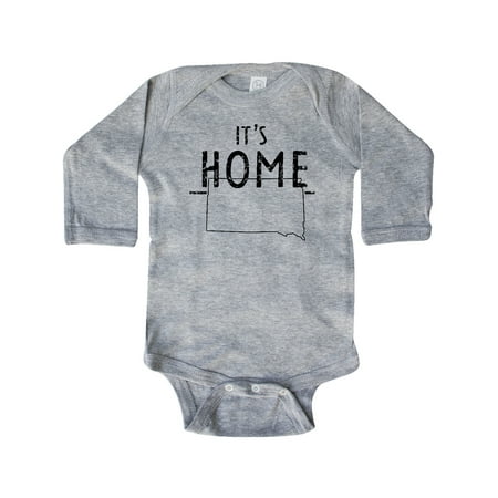 

Inktastic It s Home- State of South Dakota Outline Distressed Text Gift Baby Boy or Baby Girl Long Sleeve Bodysuit