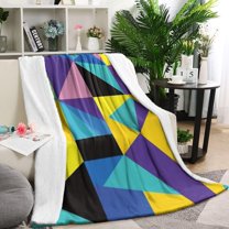 Modern Art Geometric Blanket,Comfortable Soft Flannel Throw Blanket,All Season,Warm Lightweight Blankets for Sofa Bed Couch Living Room Chair,60"x80"(150x200cm)