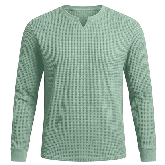 Long Sleeve Shirts for Men, Men's Waffle Long Sleeve Shirts V Neck Thermal Pullover Tops Knit Tshirt Casual Basic Lightweight Undershirt