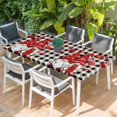 thumbnail image 2 of Valentine's Day Table Cloths for 4 Foot Rectangle Tables, Red Gnomes Love Balloon Black White Plaid Patio Waterproof Elastic Fitted Tablecloths, Washable Rectangular Table Cover for Camping, 2 of 8