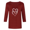 thumbnail image 4 of Plebaso Hauts Cœur pour Femmes Manches 3/4 Col Rond T-Shirts Décontractés Imprimé Chandail Femmes 2025 Tee Blouses, 4 of 4