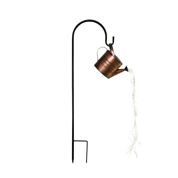 Garden Art Shower Lamp with Watering Can Design,Warm White LEDs,Battery-Powered,Disassemblable for Easy Assembly,Unique Light Decoration for Outdoor Garden（Shower Head Light Stand）