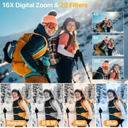 Digital Camera 4K Vlogging Camera for YouTube with 32G SD Card 180° 3Flip Screen 16X Autofocus 48MP Video Cameras