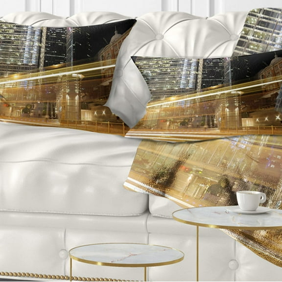 Designart 12" x 20" Blue Polyester Throw Pillow