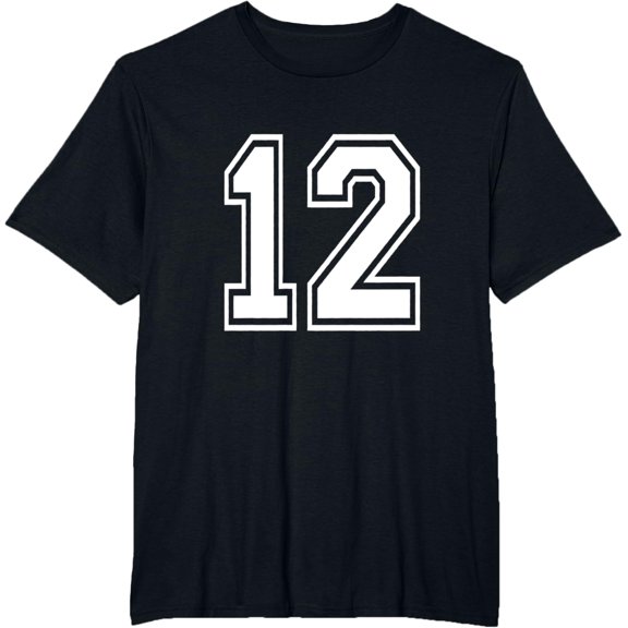 t-shirt Number 12 Varsity Sports Team Jersey 12th Birthday 12 Years T-Shirt mens,black,women,funny,men,journey,Crew Neck, Short Sleeve,printing