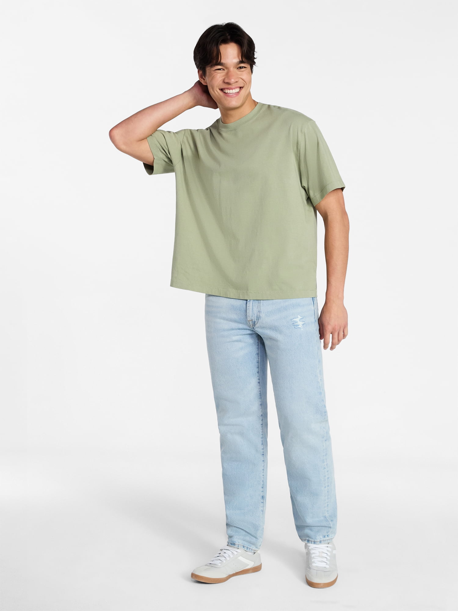 No Boundaries Boxy Fit Heavyweight Tee Shirt with Short Sleeves, Men's Sizes XS-4XLT