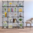 thumbnail image 4 of Zimtown DIY 20-Cube Wire Grid Storage Organizer,  14"x14" Modular Wardrobe Bookshelf for Office Bedroom Bathroom Living Room, Black, 4 of 8