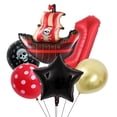 thumbnail image 3 of Globos de papel de aluminio con temática pirata para niños, suministros de decoración para fiesta de cumpleaños, Halloween, Baby Shower, color rojo y negro, 6 piezas, 3 of 4