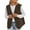 Brown, variant on Lovskoo Women's Fuzzy Sherpa Fleece Crop Vest Casual Solid Color Sleeveless Warm Jacket Button Up Fall Winter Outerwear Brown
