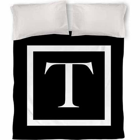 IDG Classic Block Monogram Duvet Cover, Black