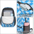 thumbnail image 4 of Blue Wavy Checkered Pattern 17" School Backpacks for Teens,Waterproof Oxford Fabric,S-Shape Padded Straps for School,Travel,Hiking,Camping, 4 of 6