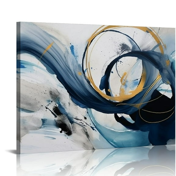 JEUXUS Large Abstract Canvas Art Elegant Combination of Tones Modern Living Room Wall Decor Black and White Gray Background Blue Gradient Picture