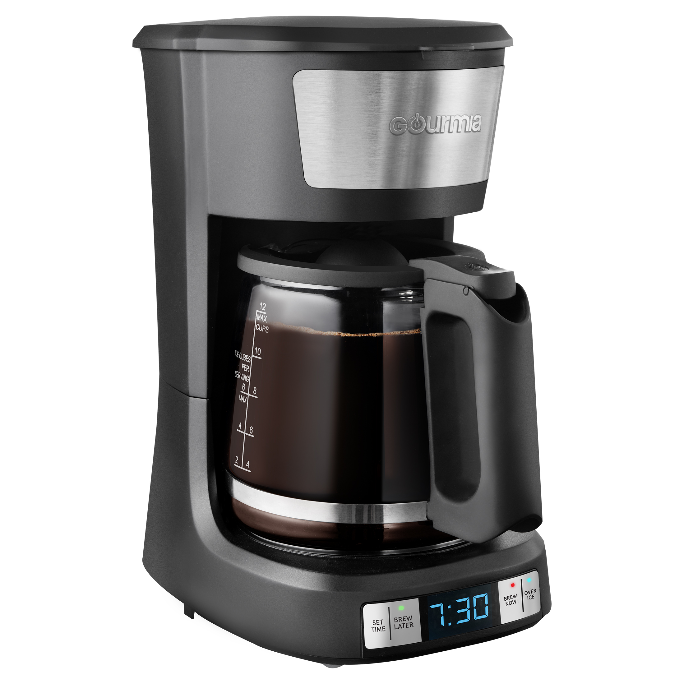Gourmia 12 Cup Programmable Hot & Iced Coffee Maker with Keep Warm Feature - Black, New - image 4 of 7