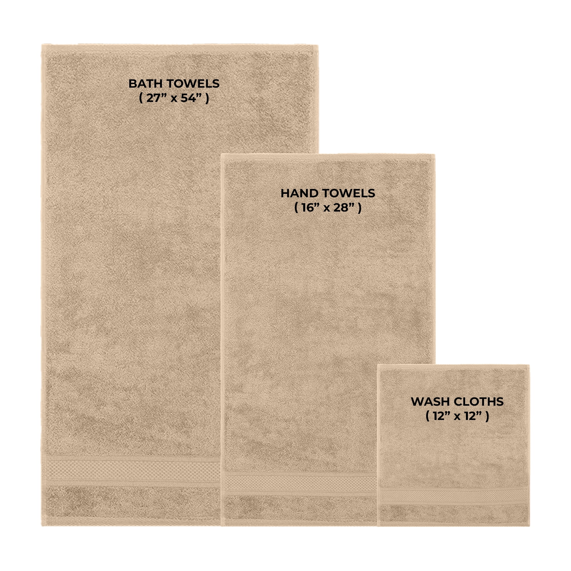 HOMES PERCEPTION 6 Count Solid Print Towels & Washcloths Set Tan