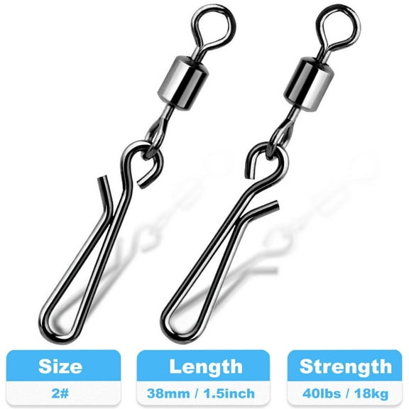 100PC Fishing Swivels Rolling Barrel Snap Quick Change lure Line Connector