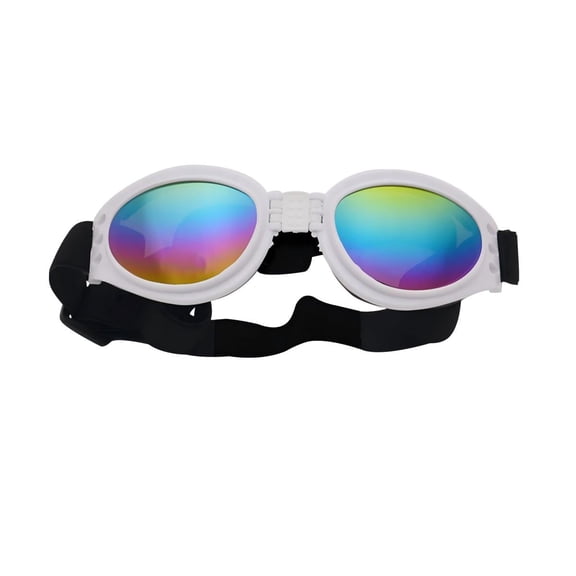 Pet Goggles for Dogs , UV Protection Sunglasses, Adjustable Foldable Cool Pet Accessory white