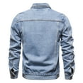 thumbnail image 3 of Rloper-Lop Mens Denim Trucker Jackets Fashion Slim Fit Jeans Coats Lapel Button Down Outerwear Coats Long Sleeve Plus Size Tops with Pockets Light Blue XL, 3 of 8
