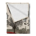 thumbnail image 2 of Retro Soft Flannel Fleece Throw Blanket, European Parisian City Scenery with Old Auto Mousque and Eiffel Silhouette Art, Cozy Plush for Indoor and Outdoor Use, 70" x 90", Red Cream Grey, by Ambesonne, 2 of 5