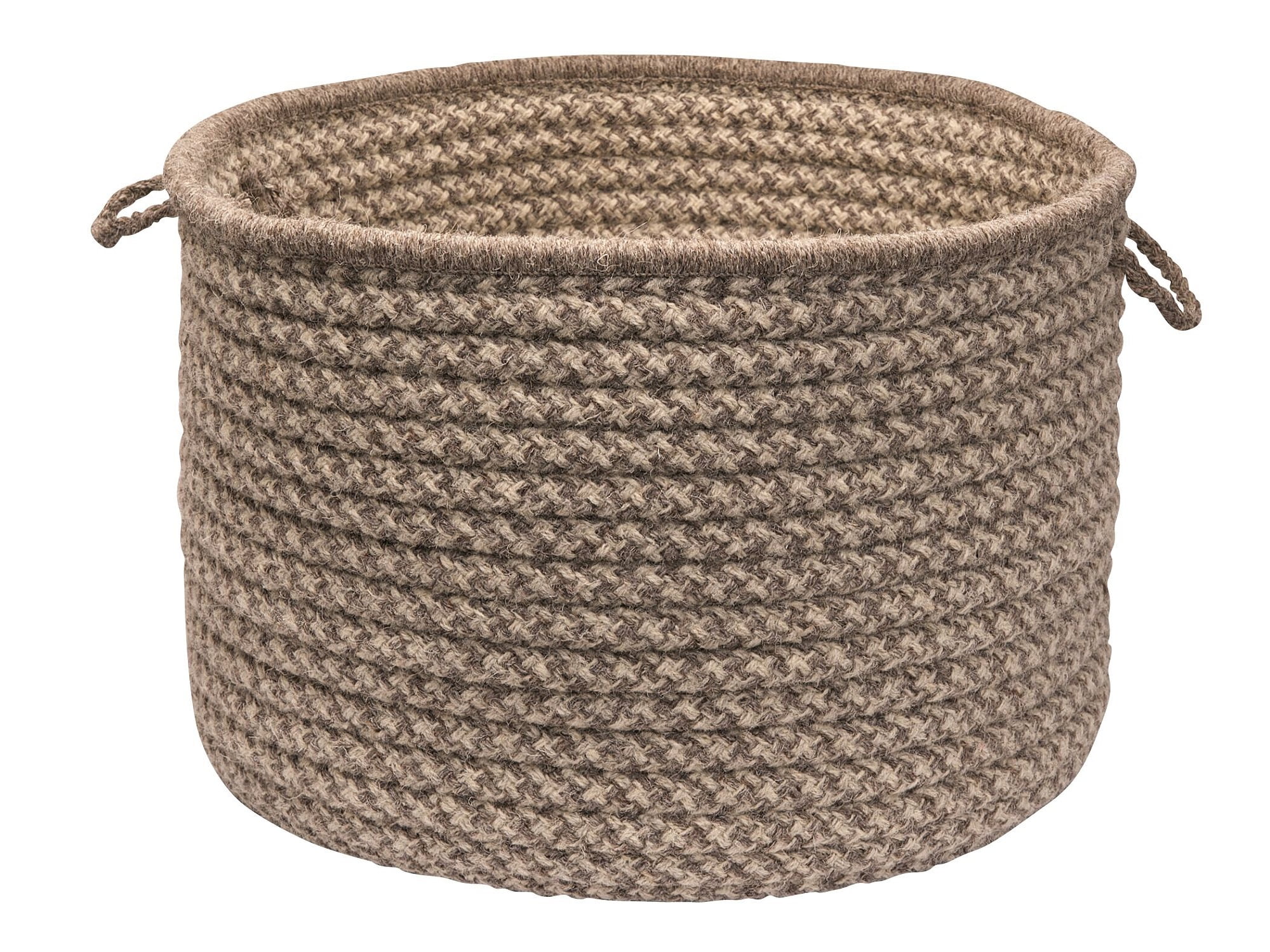 14" Latte Beige FarmhouseStyle Round Braided Storage Basket Walmart