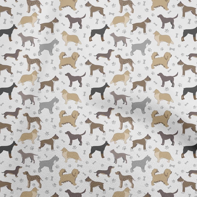 oneOone Polyester Spandex White Fabric Dog Sketch Sewing Craft Projects Fabric Prints By Yard 56 Inch Wide