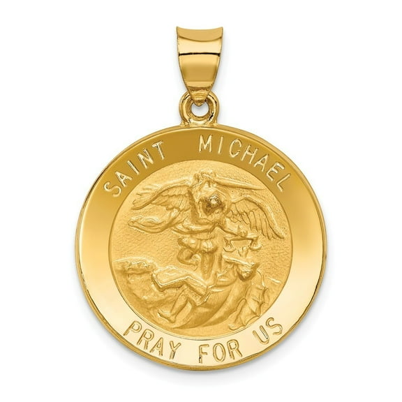 14k Yellow Gold St. Michael Medal Round Pendant - 1.9 Grams - Measures 29.2x31.8mm